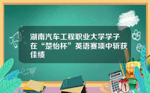 湖南汽车工程职业大学学子在“楚怡杯”英语赛项中斩获佳绩