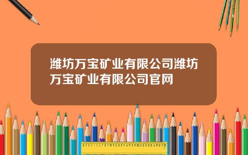 潍坊万宝矿业有限公司潍坊万宝矿业有限公司官网