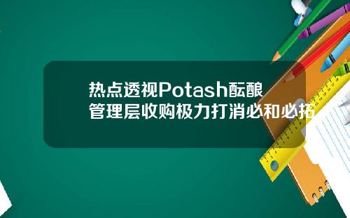 热点透视Potash酝酿管理层收购极力打消必和必拓