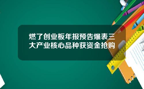 燃了创业板年报预告爆表三大产业核心品种获资金抢购