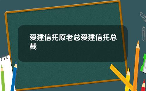爱建信托原老总爱建信托总裁