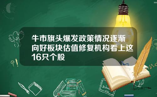 牛市旗头爆发政策情况逐渐向好板块估值修复机构看上这16只个股