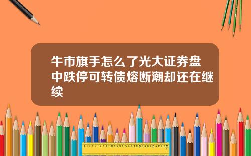 牛市旗手怎么了光大证券盘中跌停可转债熔断潮却还在继续