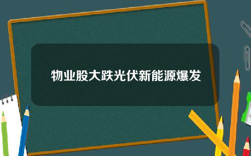 物业股大跌光伏新能源爆发