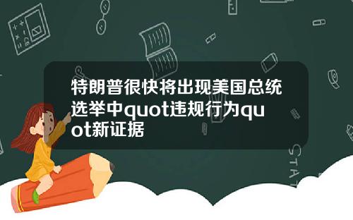 特朗普很快将出现美国总统选举中quot违规行为quot新证据