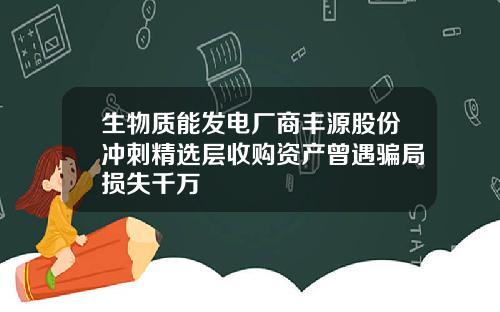 生物质能发电厂商丰源股份冲刺精选层收购资产曾遇骗局损失千万