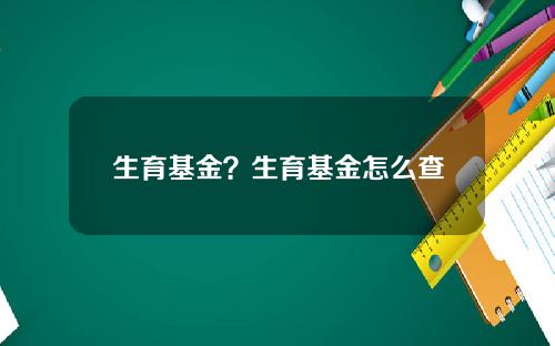 生育基金？生育基金怎么查