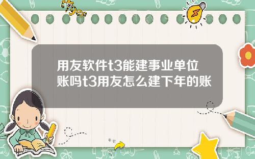 用友软件t3能建事业单位账吗t3用友怎么建下年的账