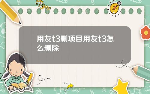 用友t3删项目用友t3怎么删除
