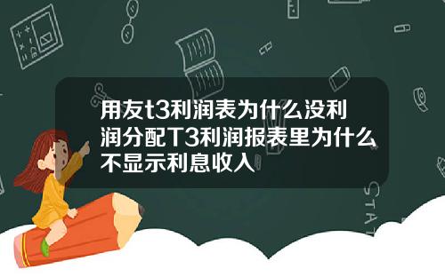 用友t3利润表为什么没利润分配T3利润报表里为什么不显示利息收入