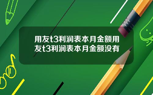 用友t3利润表本月金额用友t3利润表本月金额没有