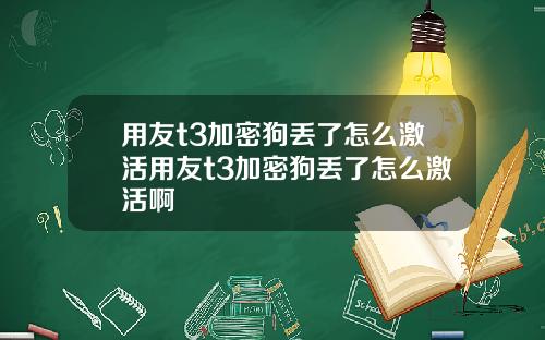 用友t3加密狗丢了怎么激活用友t3加密狗丢了怎么激活啊