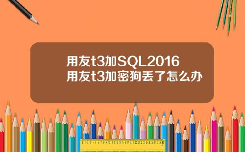 用友t3加SQL2016用友t3加密狗丢了怎么办