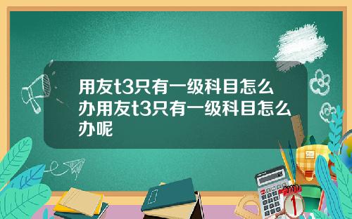 用友t3只有一级科目怎么办用友t3只有一级科目怎么办呢