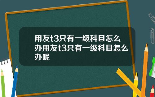 用友t3只有一级科目怎么办用友t3只有一级科目怎么办呢
