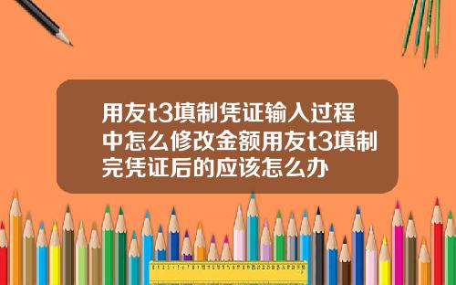 用友t3填制凭证输入过程中怎么修改金额用友t3填制完凭证后的应该怎么办