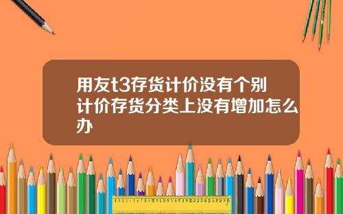用友t3存货计价没有个别计价存货分类上没有增加怎么办