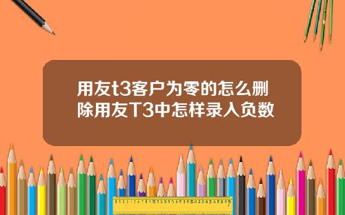 用友t3客户为零的怎么删除用友T3中怎样录入负数