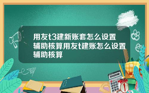 用友t3建新账套怎么设置辅助核算用友t建账怎么设置辅助核算