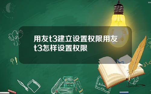 用友t3建立设置权限用友t3怎样设置权限