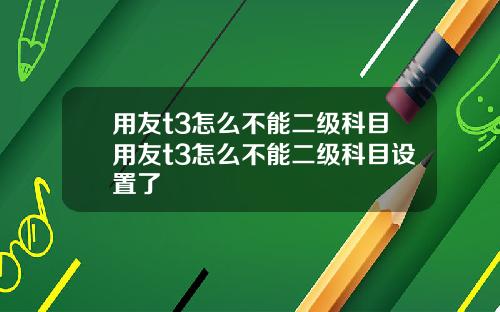用友t3怎么不能二级科目用友t3怎么不能二级科目设置了