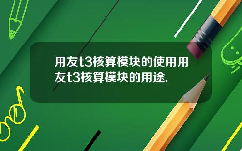 用友t3核算模块的使用用友t3核算模块的用途.