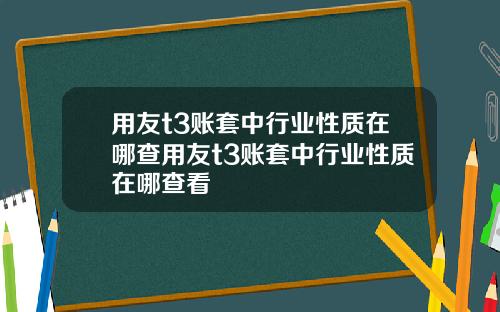 用友t3账套中行业性质在哪查用友t3账套中行业性质在哪查看