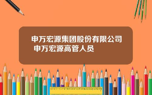 申万宏源集团股份有限公司 申万宏源高管人员