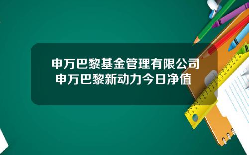 申万巴黎基金管理有限公司 申万巴黎新动力今日净值