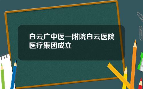 白云广中医一附院白云医院医疗集团成立