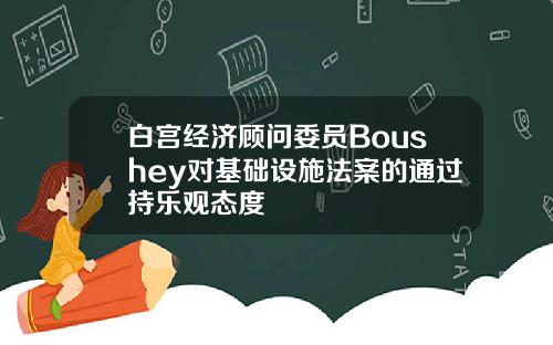 白宫经济顾问委员Boushey对基础设施法案的通过持乐观态度