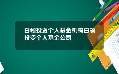白领投资个人基金机构白领投资个人基金公司
