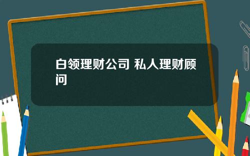 白领理财公司 私人理财顾问