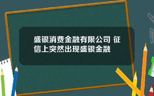 盛银消费金融有限公司 征信上突然出现盛银金融