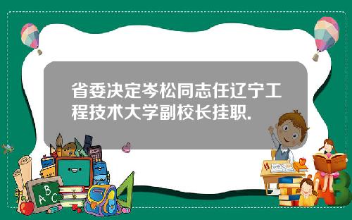 省委决定岑松同志任辽宁工程技术大学副校长挂职.