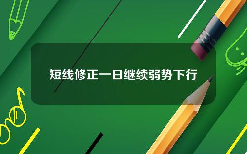 短线修正一日继续弱势下行