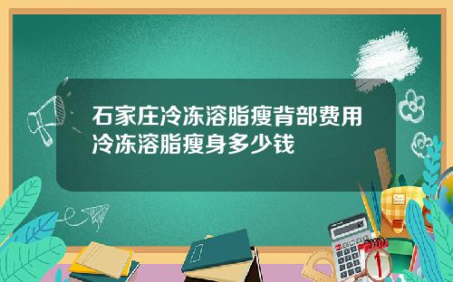 石家庄冷冻溶脂瘦背部费用冷冻溶脂瘦身多少钱