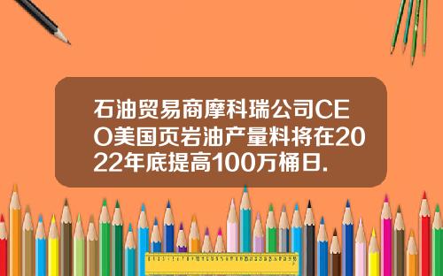 石油贸易商摩科瑞公司CEO美国页岩油产量料将在2022年底提高100万桶日.