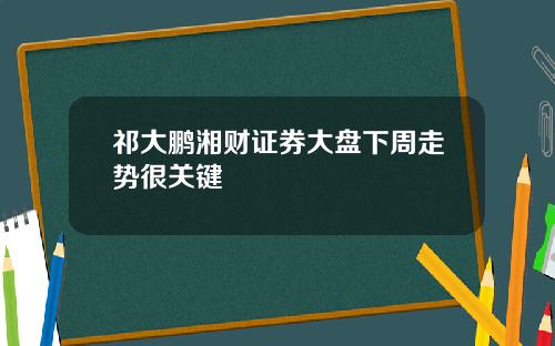 祁大鹏湘财证券大盘下周走势很关键