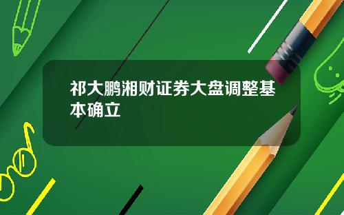 祁大鹏湘财证券大盘调整基本确立