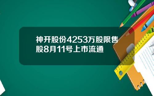 神开股份4253万股限售股8月11号上市流通