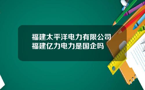 福建太平洋电力有限公司 福建亿力电力是国企吗