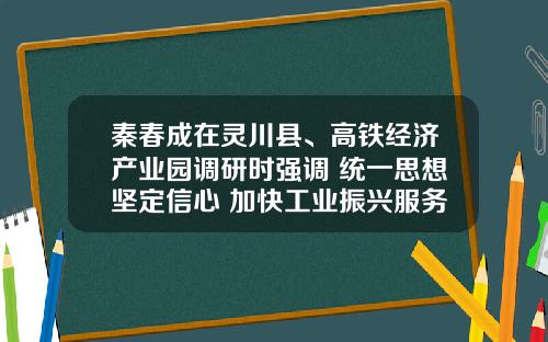秦春成在灵川县、高铁经济产业园调研时强调 统一思想坚定信心 加快工业振兴服务业复苏