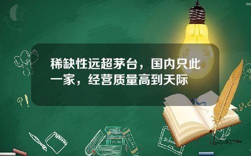 稀缺性远超茅台，国内只此一家，经营质量高到天际