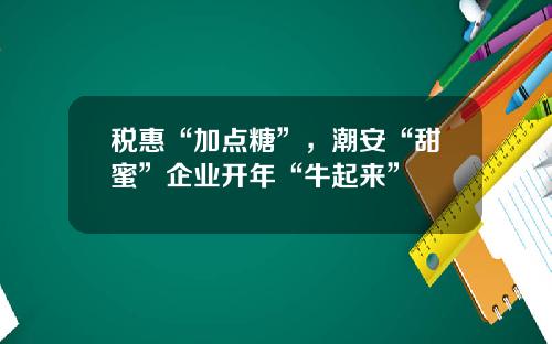 税惠“加点糖”，潮安“甜蜜”企业开年“牛起来”