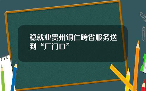 稳就业贵州铜仁跨省服务送到“厂门口”