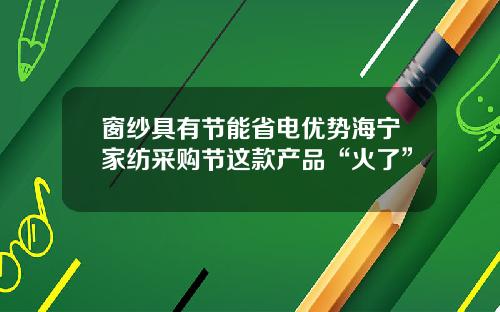 窗纱具有节能省电优势海宁家纺采购节这款产品“火了”