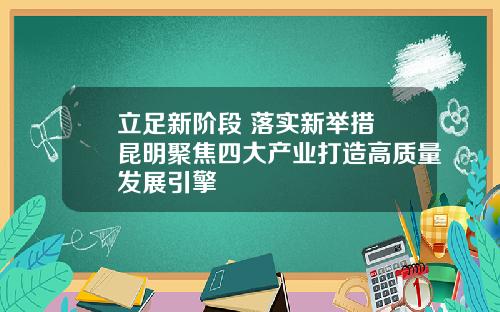立足新阶段 落实新举措 昆明聚焦四大产业打造高质量发展引擎