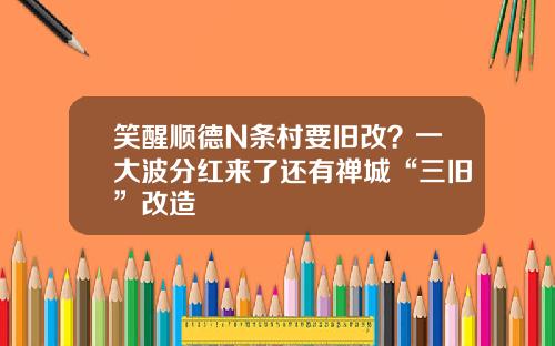 笑醒顺德N条村要旧改？一大波分红来了还有禅城“三旧”改造