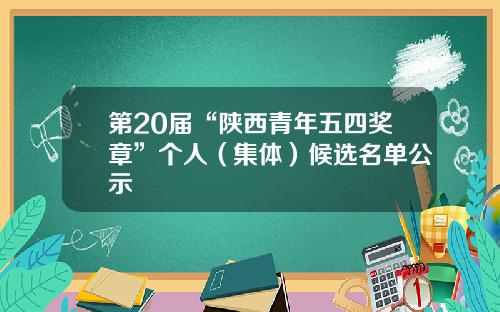 第20届“陕西青年五四奖章”个人（集体）候选名单公示